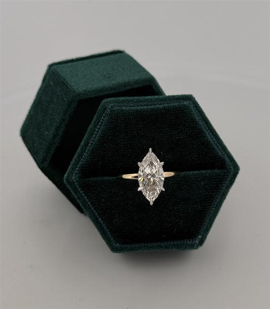 Two-Tone Marquise Lab Diamond Engagement Ring