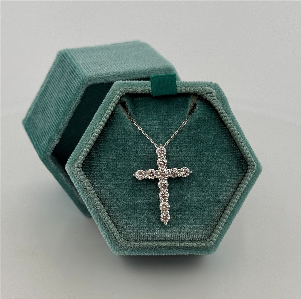 White Gold Lab Grown Cross Necklace