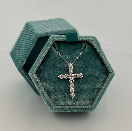 White Gold Lab Grown Cross Necklace