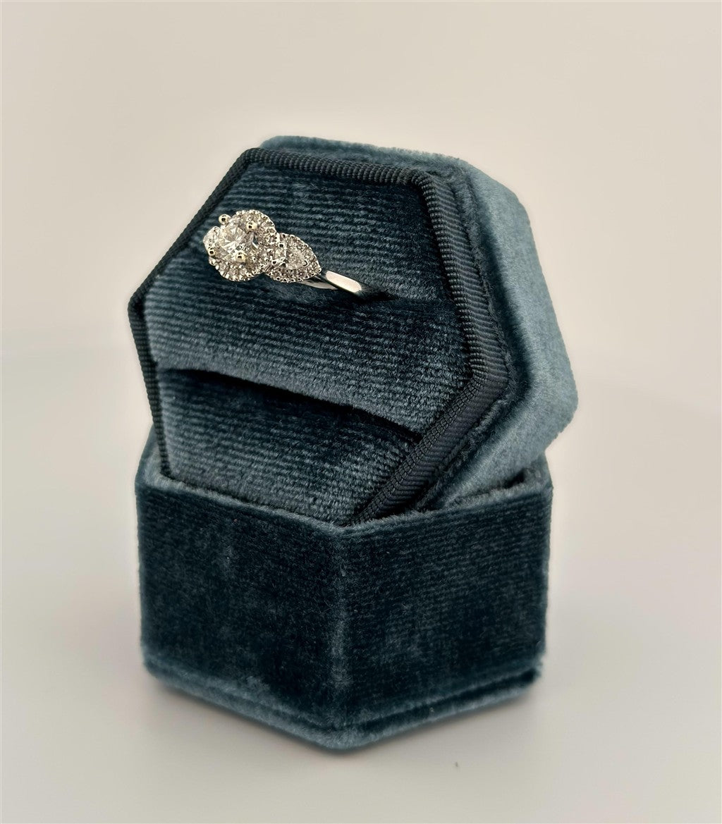 White Gold Three Stone Engagement Ring