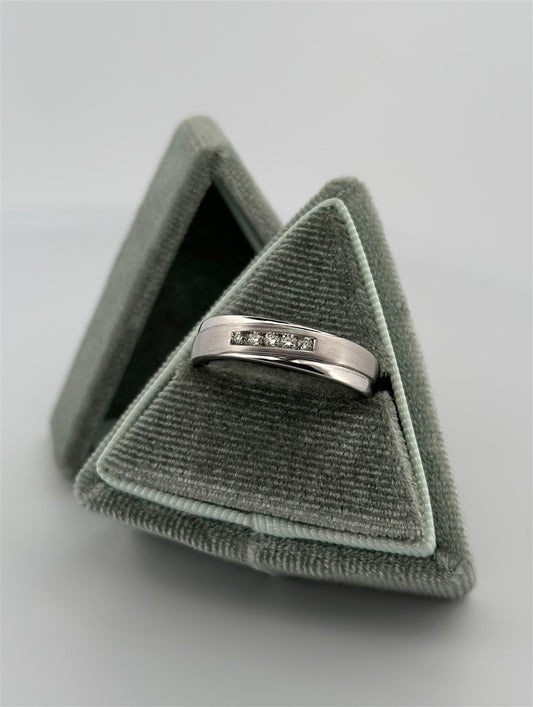 Mens White Gold Diamond Wedding Band