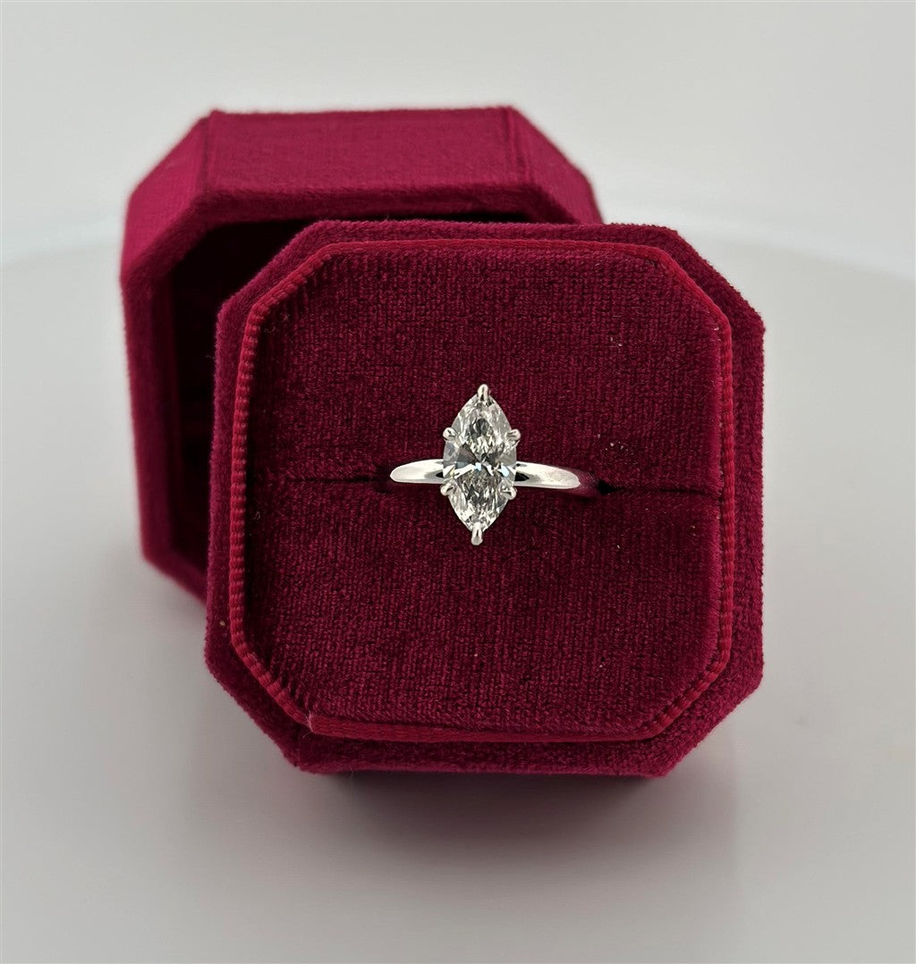 White Gold Lab Grown Marquise Diamond Engagement Ring