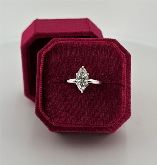 White Gold Lab Grown Marquise Diamond Engagement Ring