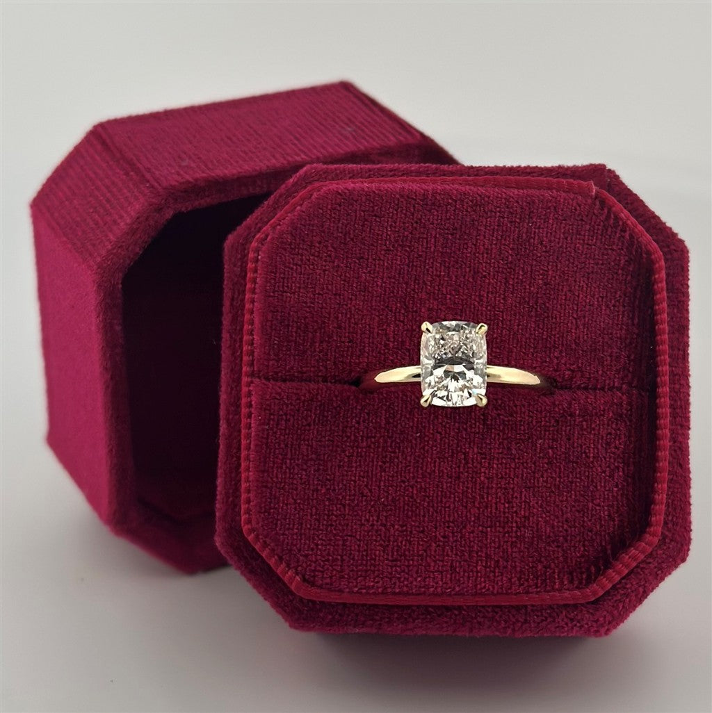 Yellow Gold Lab Grown Cushion Cut Diamond Engagement Ring