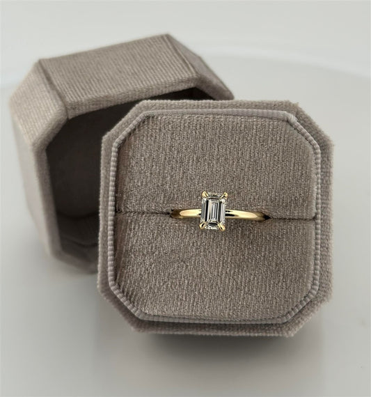 Yellow Gold Lab Grown Emerald Diamond Engagement Ring