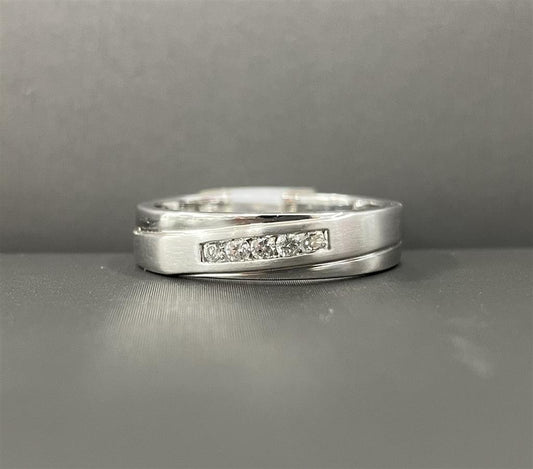 Mens White Gold Diamond Wedding Band