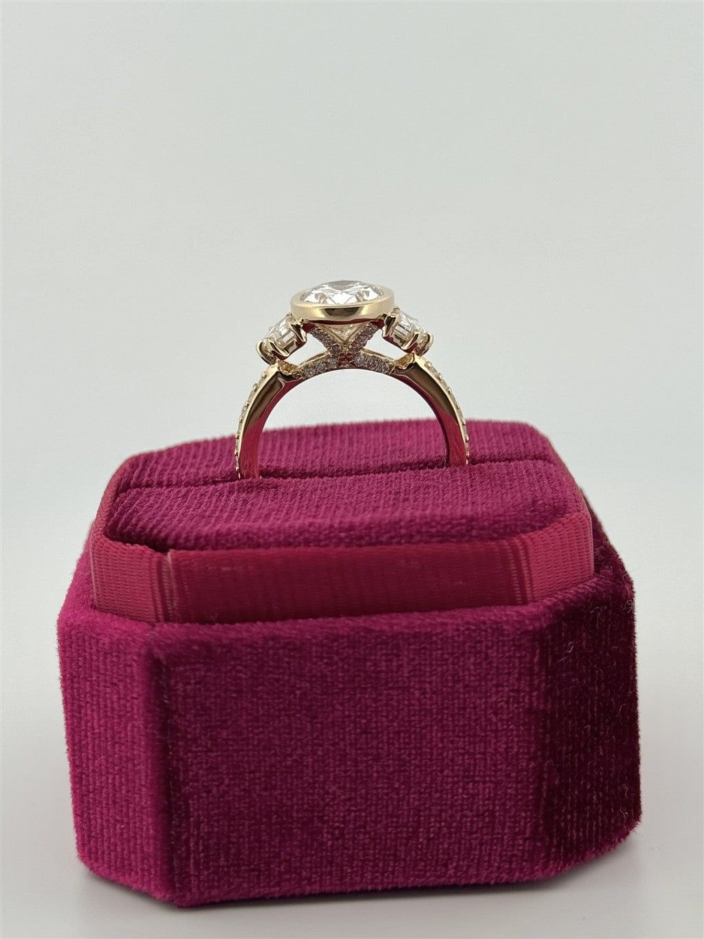 Yellow Gold Bezel Set Oval Lab Engagement Ring