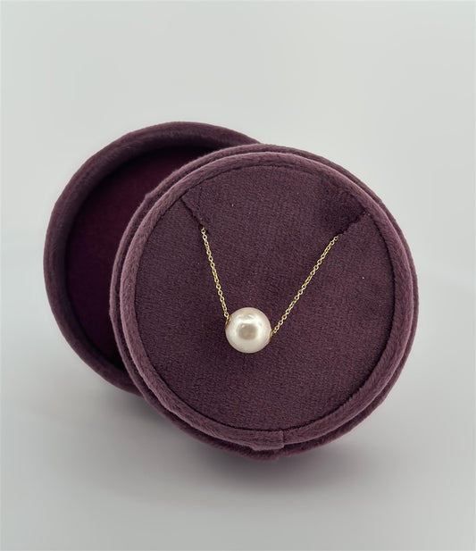Yellow Gold 18" Single Pearl Necklace