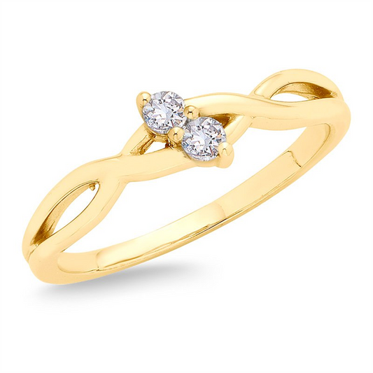 Yellow Gold Two Stone Diamond Fashion Ring