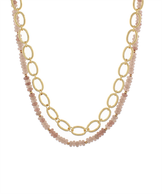 Light Purple Bead And Chain Necklace