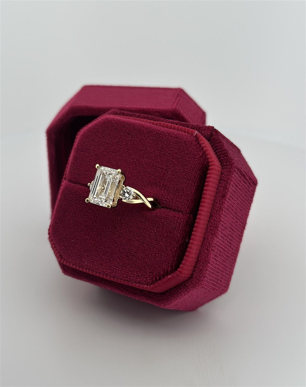 Yellow Gold Lab Diamond Three Stone Ring