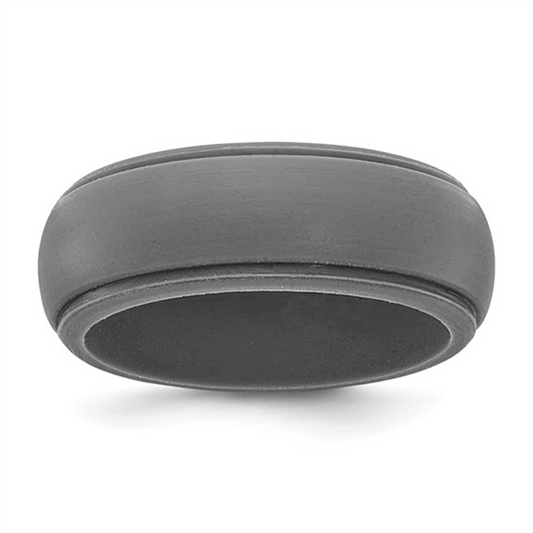 Dark Grey Ridged Silicone Wedding Band
