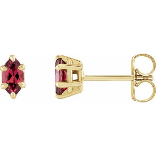 Yellow Gold Pink CZ Earrings