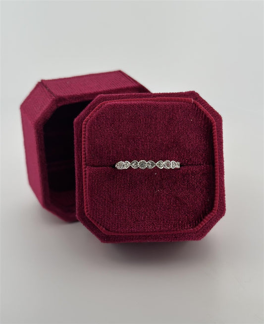 White Gold Vintage Inspired April Birthstone Stackable Ring