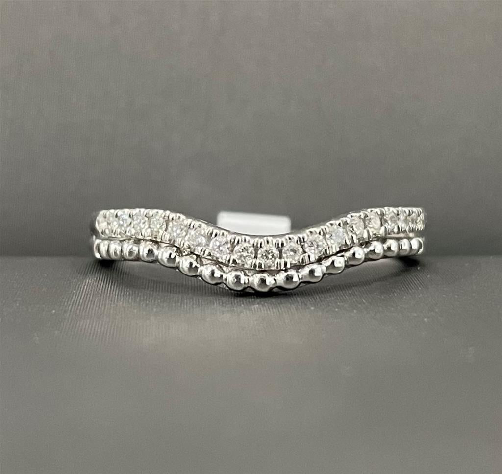 White Gold Curved Double Stackable Ring