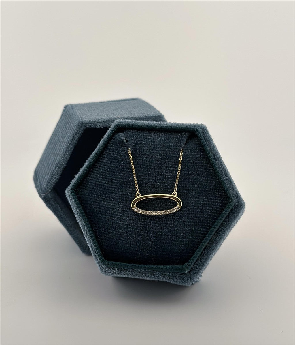 Yellow Gold Diamond Oval Necklace