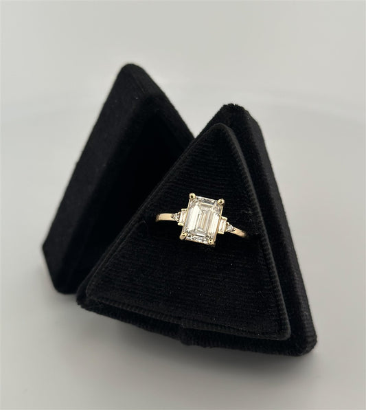 Yellow Gold Lab Grown Emerald Cut Diamond Engagement Ring
