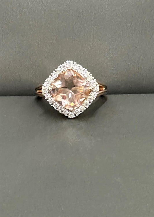 Rose Gold Halo Style Morganite Ring