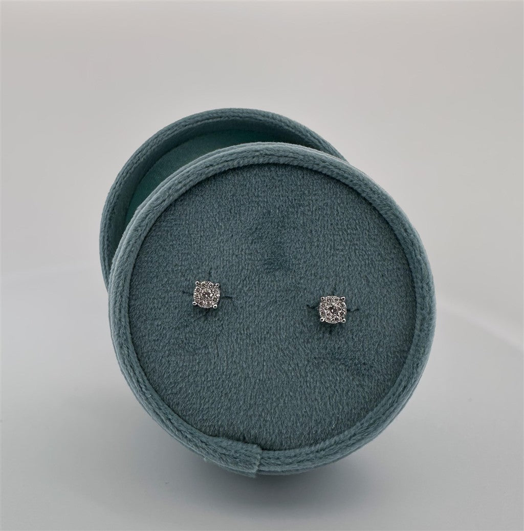 White Gold Diamond Cluster Stud Earrings