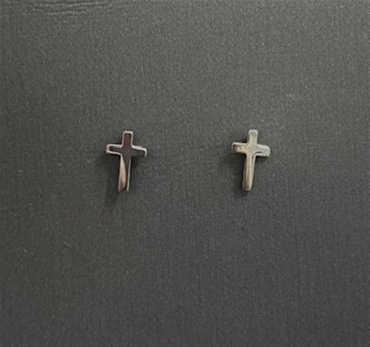 Sterling Silver Cross Stud Earrings