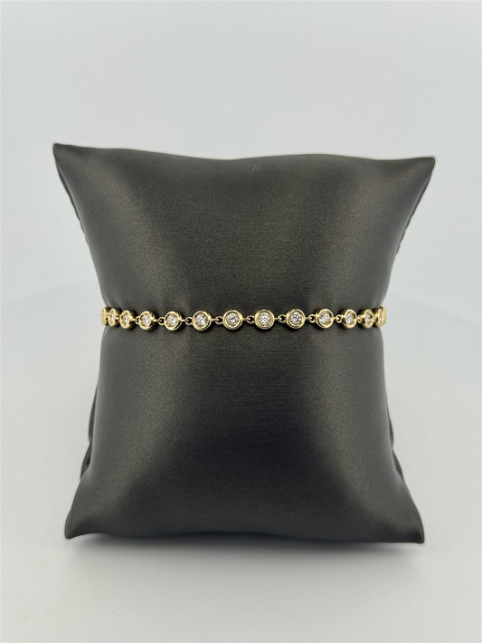 Yellow Gold Bezel Set Lab Diamond Bracelet