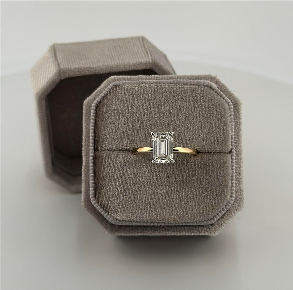 Two-Tone Lab Grown Emerald Diamond Engagement Ring