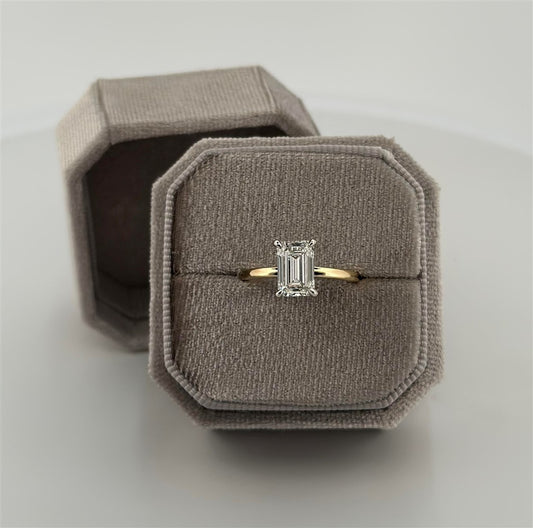 Two-Tone Lab Grown Emerald Diamond Engagement Ring