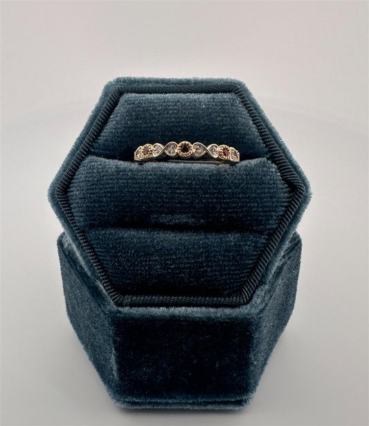 Yellow Gold Vintage Inspired January Birthstone Stackable Ring
