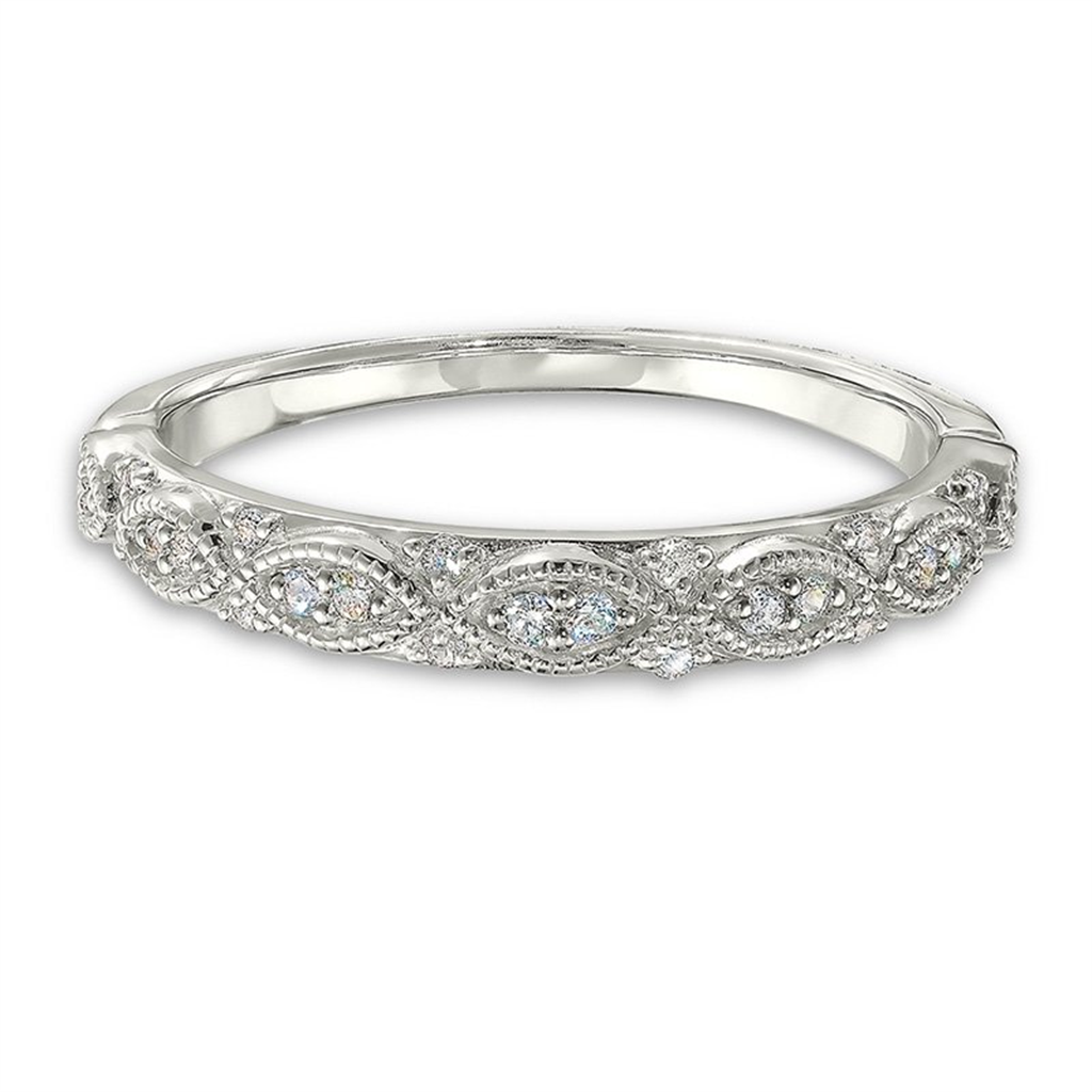 White Gold Vintage Inspired Stackable Ring