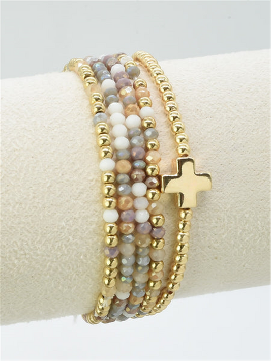 Beaded Cross Stretch Bracelet