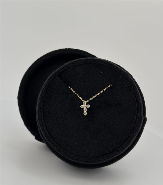 Yellow Gold Diamond Cross Necklace