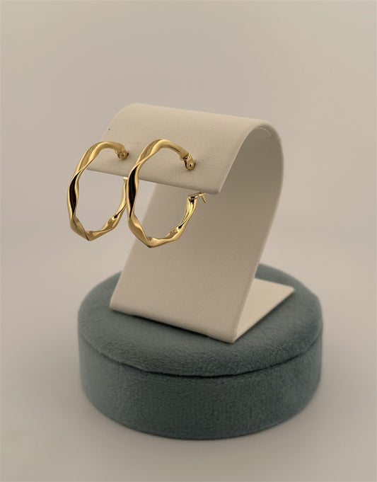 Yellow Gold Twisted Hoop Earrings