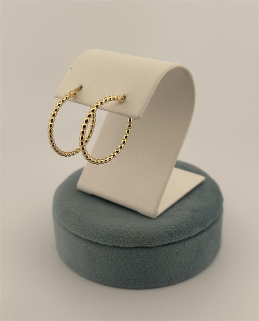Yellow Gold Beaded Hoop Earrings