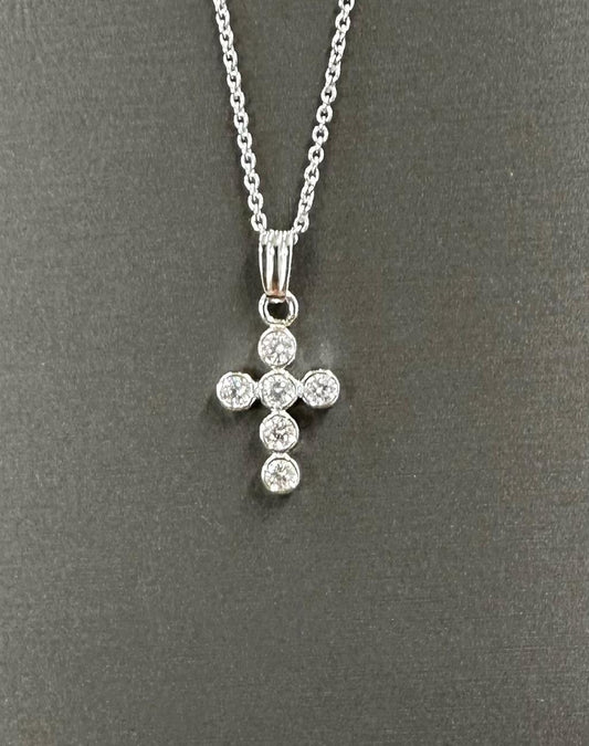 Sterling Silver CZ Cross Necklace