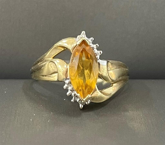 Yellow Gold Marquise Citrine Ring