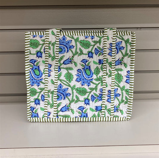 Green And Blue Mini Quilted Tote Bag