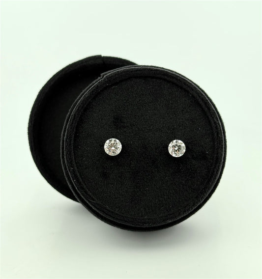 White Gold Lab Stud Earrings