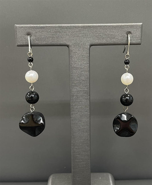 Sterling Silver Pearl Dangle Earrings