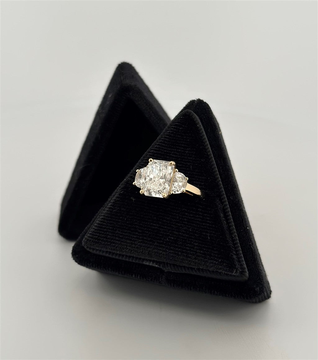 Yellow Gold Lab Grown Three Stone Engagement Ring