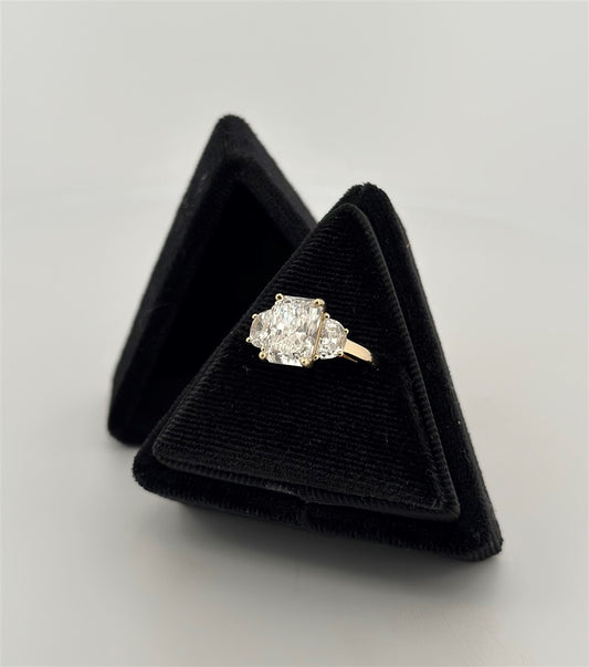 Yellow Gold Lab Grown Three Stone Engagement Ring