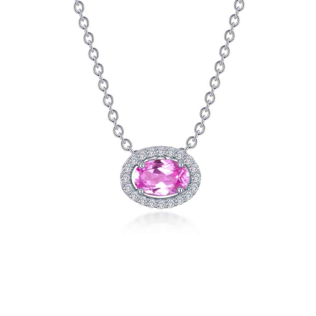 Lafonn Pink Sapphire Halo Necklace