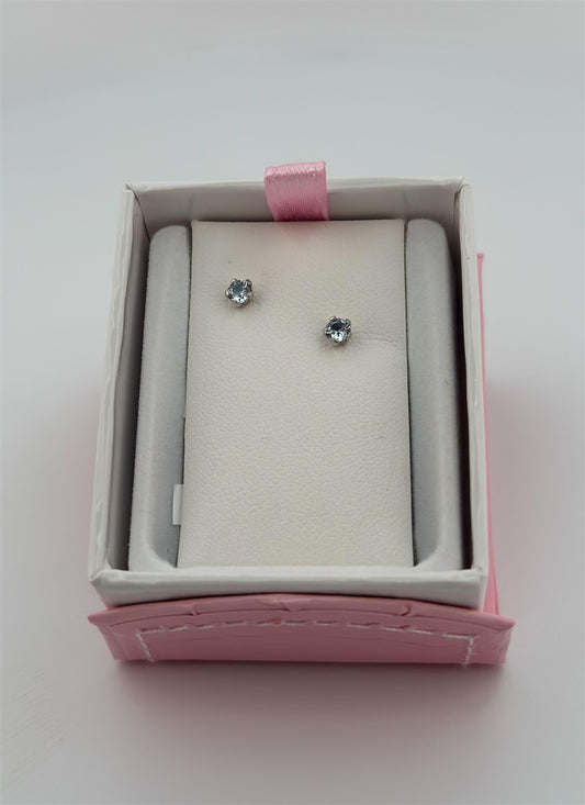 Childrens Sterling Silver March Birthstone Earrings