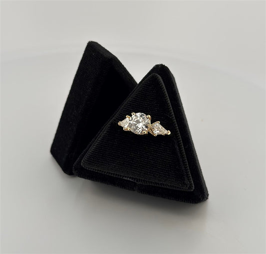Yellow Gold Three Stone Diamond Engagement Ring