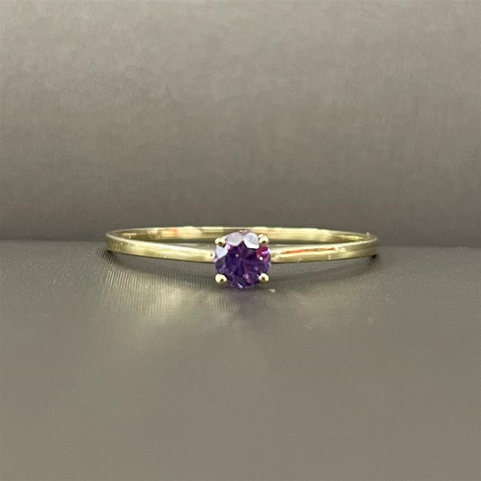Yellow Gold Created Amethyst Ring