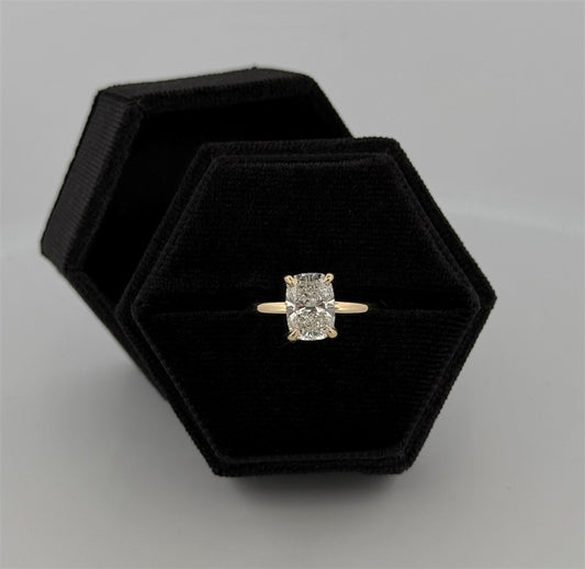 Yellow Gold Cushion Cut Lab Diamond Engagement Ring
