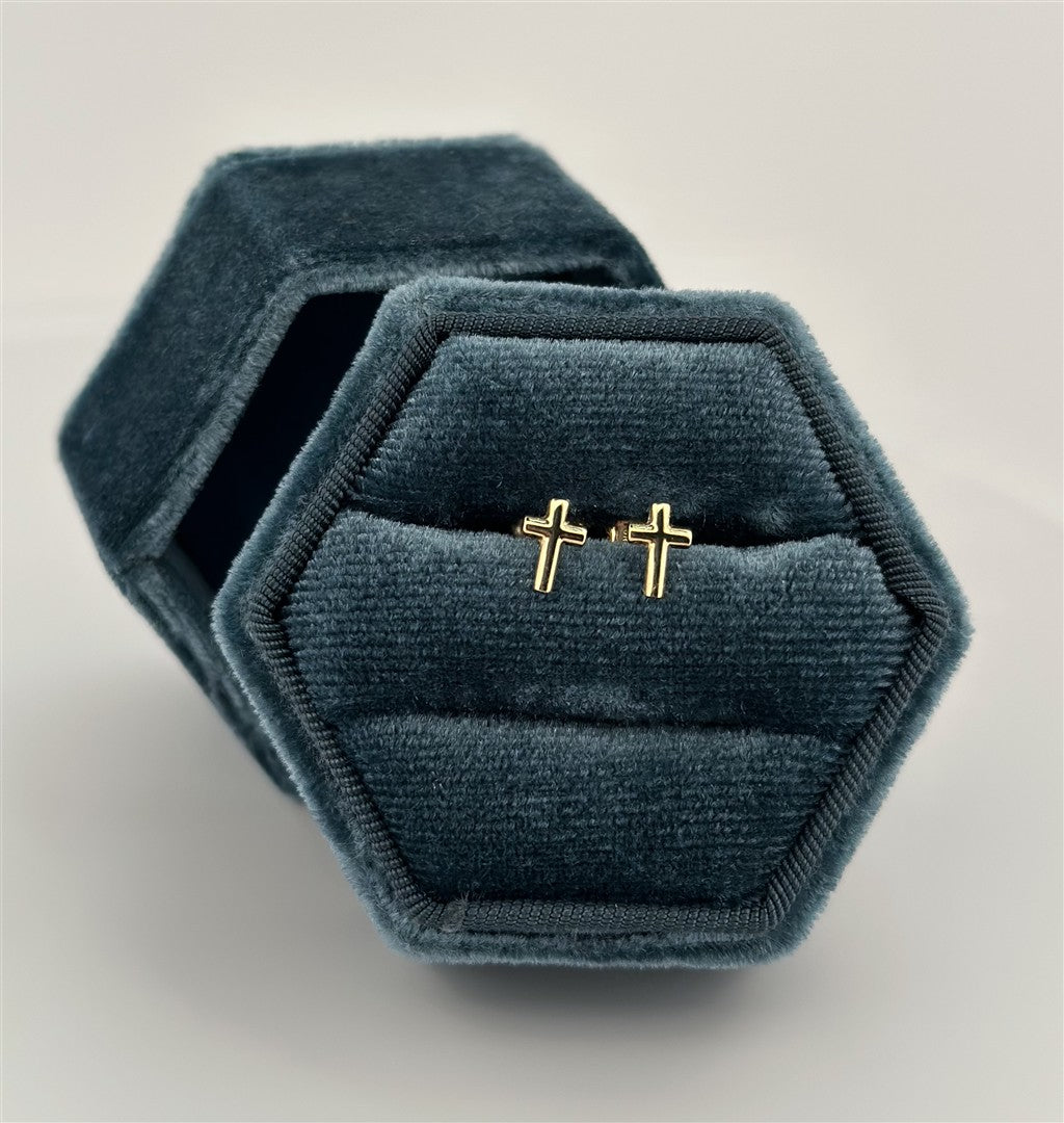 Yellow Gold Cross Stud Earrings