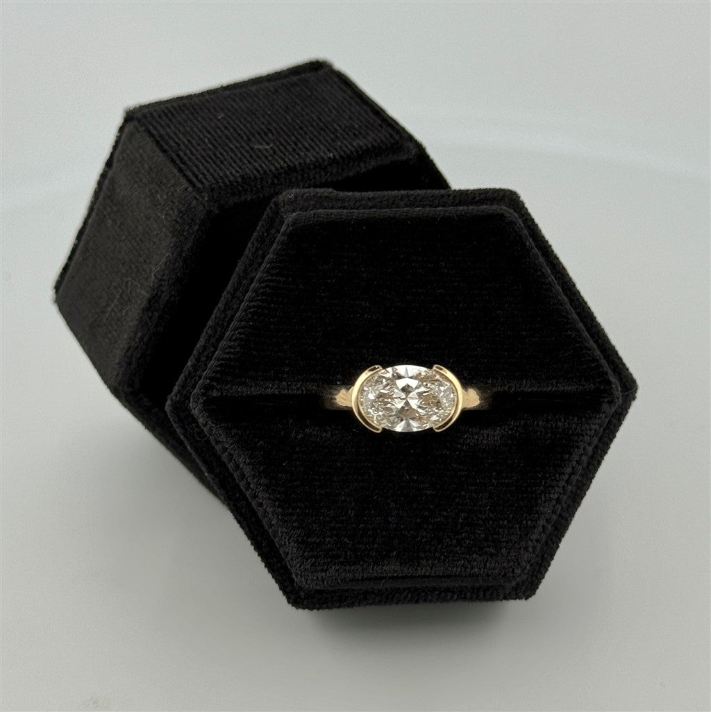 Yellow Gold Half Bezel Lab Diamond Ring