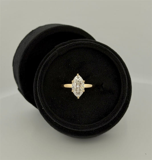 Yellow Gold Marquise Lab Engagement Ring
