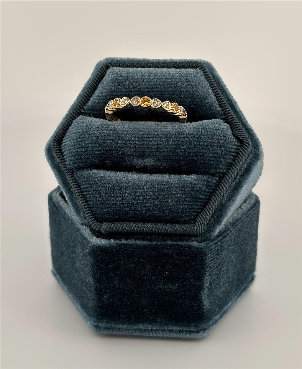 Yellow Gold Citrine And Diamond Band
