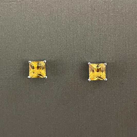 Childrens Sterling Silver Citrine Stud Earrings